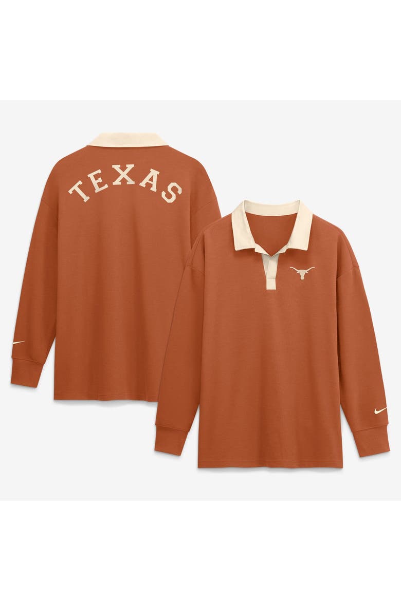 Women's Nike Orange Texas Longhorns Oversized Essential Dri-FIT Long Sleeve V-Neck Polo, Main, color, Orange