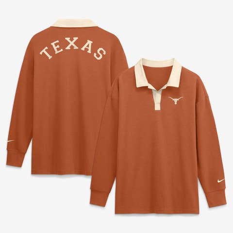 Women's Nike Orange Texas Longhorns Oversized Essential Dri-FIT Long Sleeve V-Neck Polo