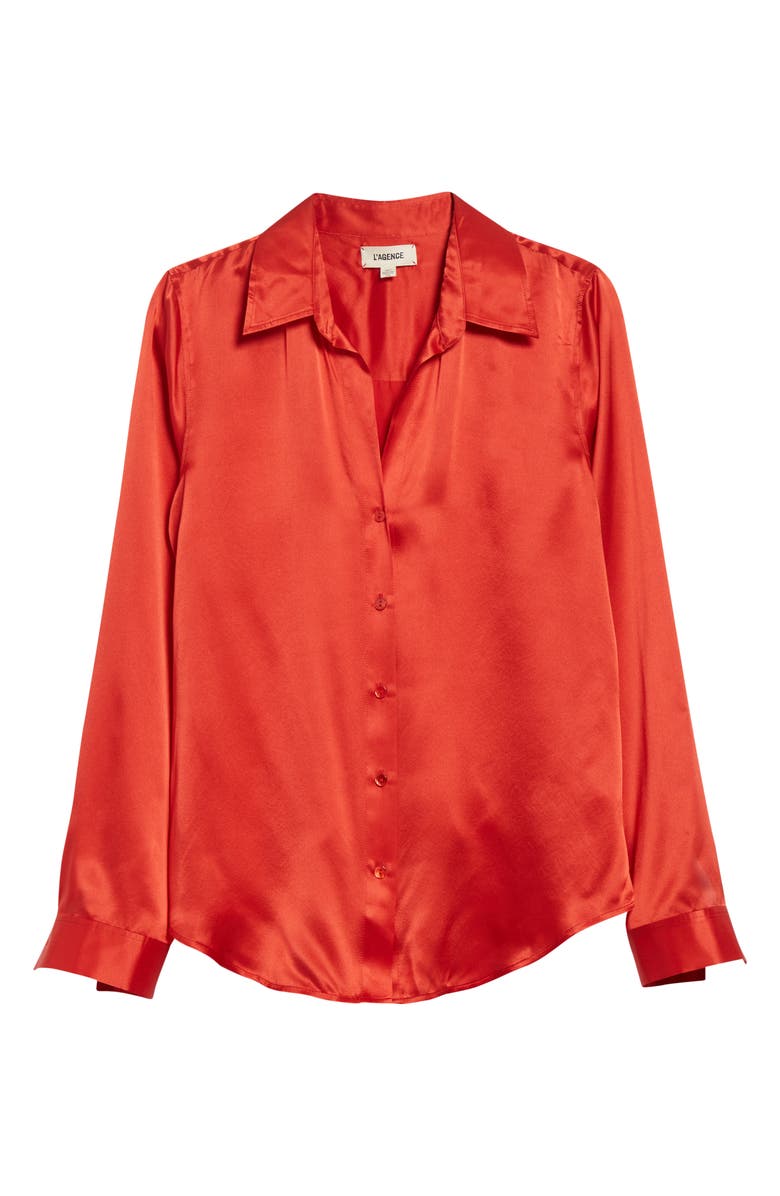 L
AGENCE Tyler Silk Blouse, Alternate, color, Engine Red
