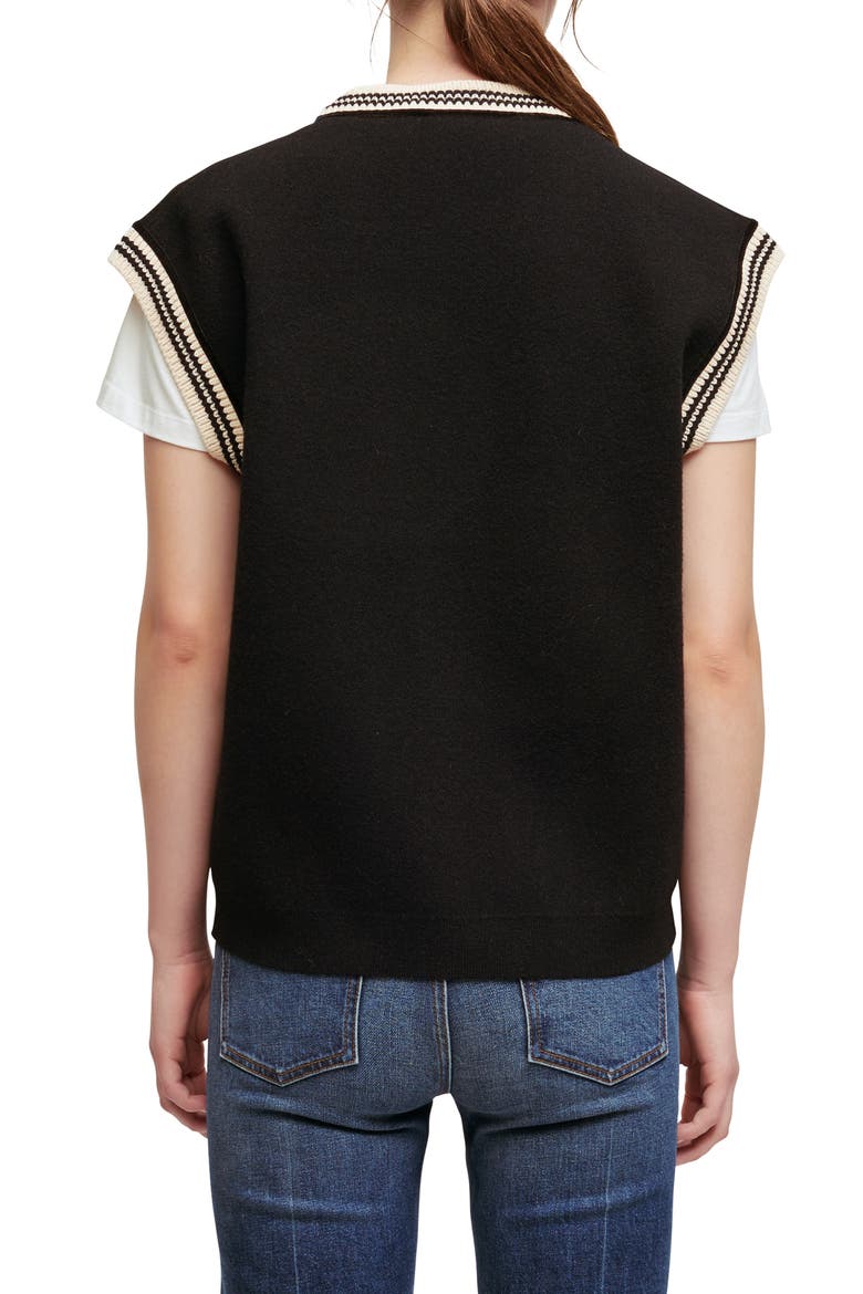 Marshalina College Cardigan Vest, Alternate, color, BLACK