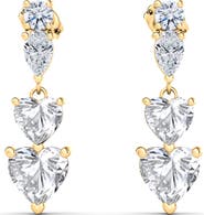 HauteCarat Lab Created Diamond Heart Drop Earrings