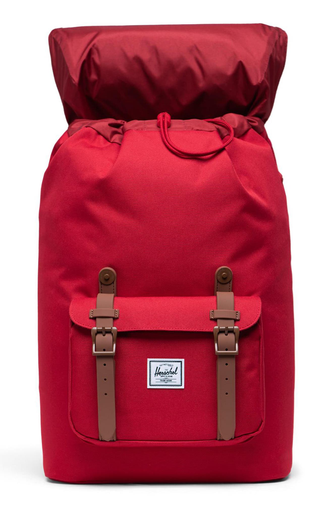 Little America Mid Volume Backpack, Alternate, color, RED/ SADDLE BROWN