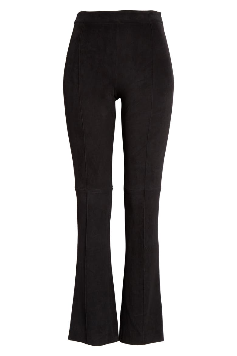 Stretch Suede Kick Pants, Alternate, color, BLACK