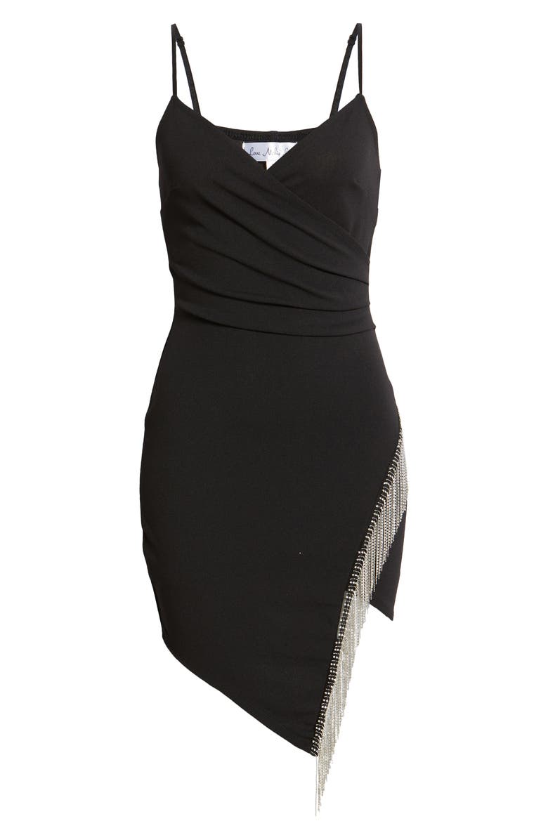 LNL Rhinestone Tassel Asymmetric Hem Minidress, Alternate, color, 