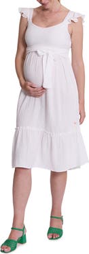 Cache Coeur Melody Organic Cotton Gauze Maternity/Nursing Midi Dress