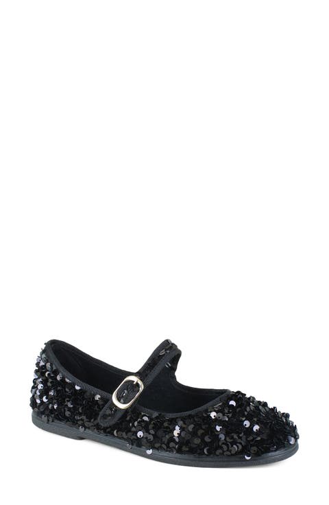 Sequin Embellished Mary Jane Flat