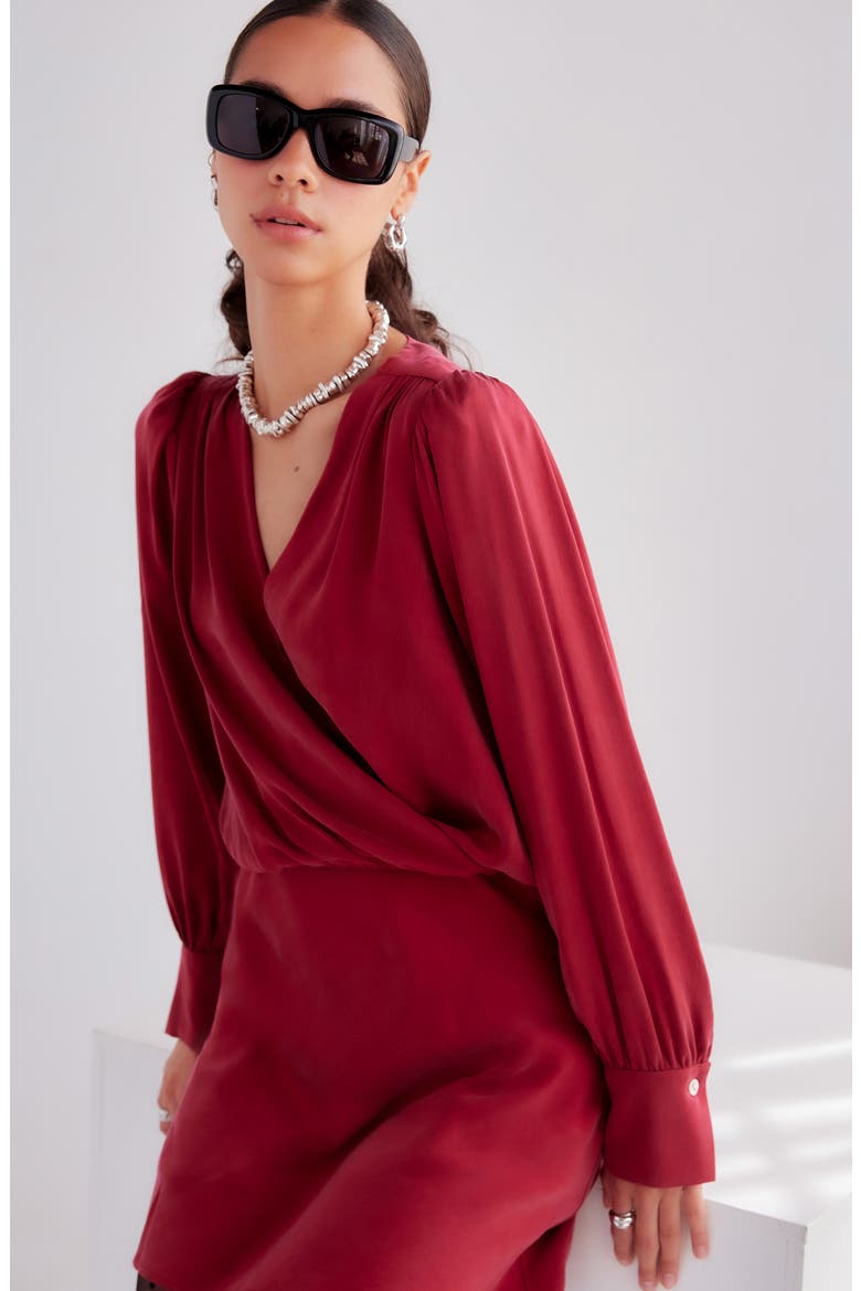 Denise Long Sleeve Minidress, Alternate, color, BRICK
