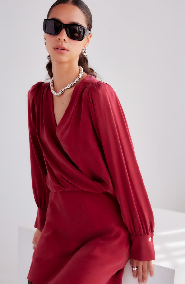 FIFTEEN TWENTY Denise Long Sleeve Minidress, Alternate, color, Brick