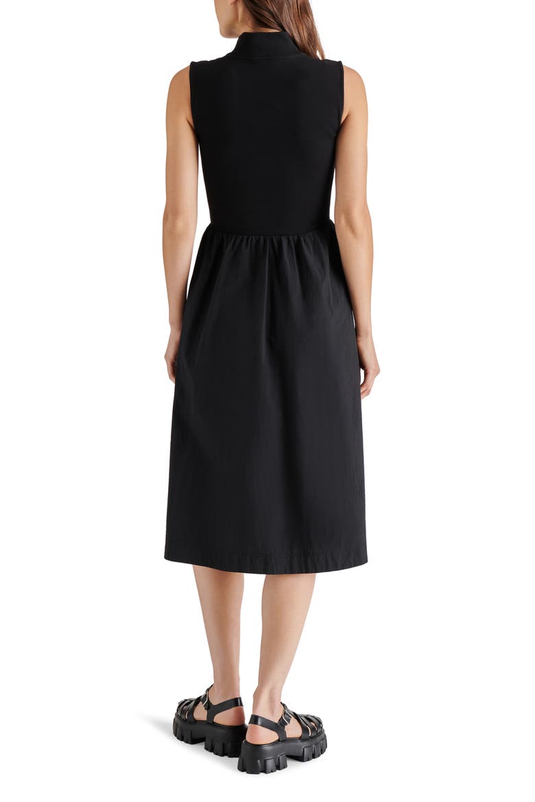 Berlin Sleeveless Half-Zip A-Line Dress, Alternate, color, BLACK