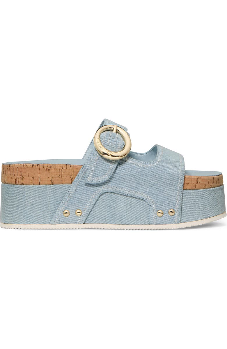 Kate Spade New York two-strap denim platform sandal, Alternate, color, Extra Light Denim