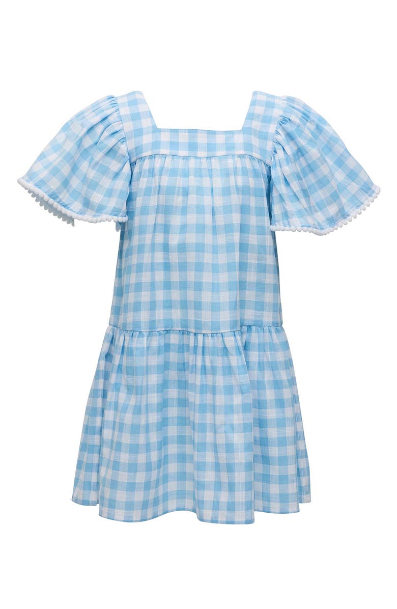 Snapper Rock Kids' Cornflower Gingham Beach Dress, Main, color, Blue