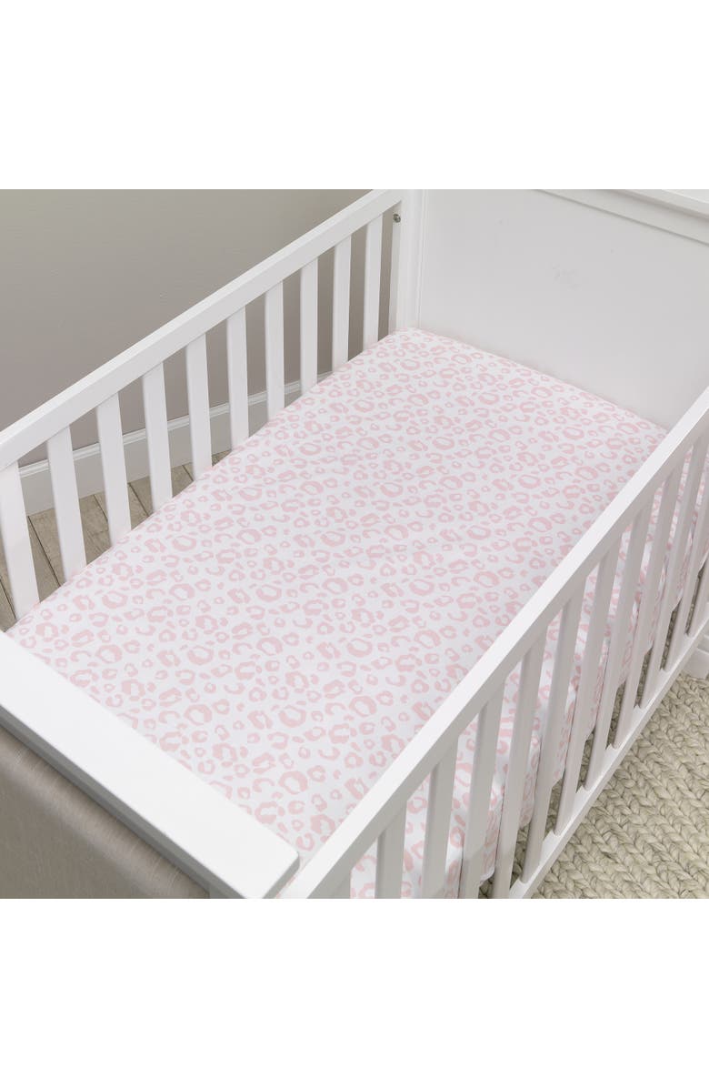 Lambs & Ivy Signature Leopard Organic Cotton Fitted Crib Sheet, Alternate, color, Pink