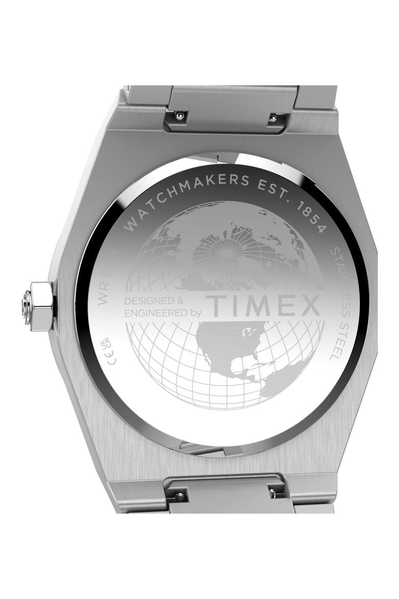 Q Timex Marbella Stainless Steel Bracelet Watch, Alternate, color, SILVER/BLUE