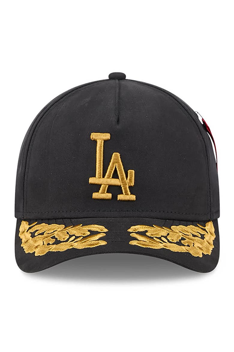 Men's New Era x Alpha Industries  Black Los Angeles Dodgers A-Frame 9FORTY Adjustable Hat, Alternate, color, Black