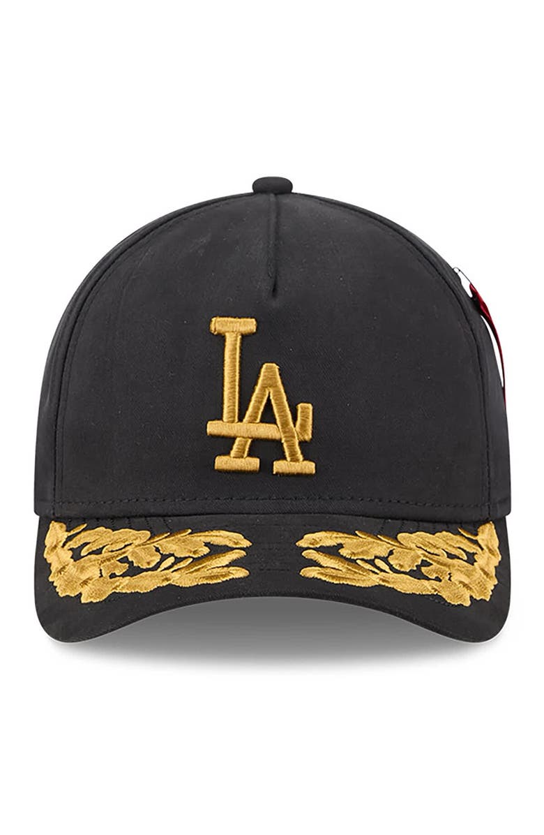 New Era x Alpha Industries Men's New Era x Alpha Industries  Black Los Angeles Dodgers A-Frame 9FORTY Adjustable Hat, Alternate, color, Black