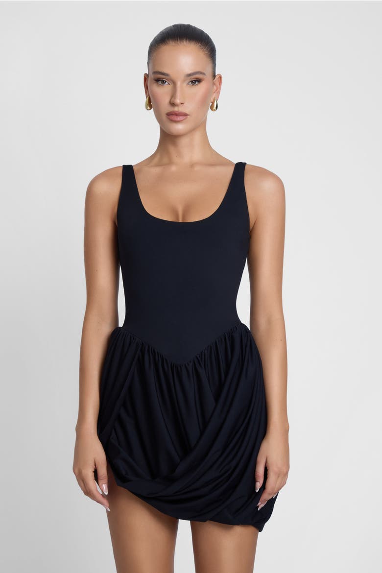 Dasia Sculpt Drape Mini Dress, Main, color, Black