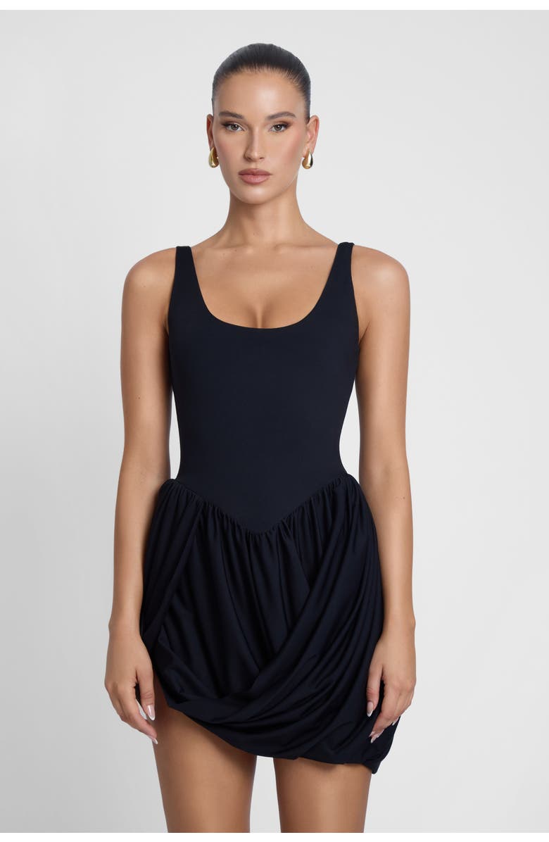 LEAU Dasia Sculpt Drape Mini Dress, Main, color, Black