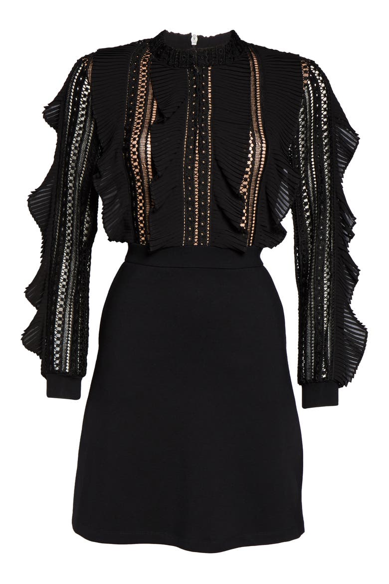 Patricia Long Sleeve Lace Dress, Alternate, color, BLACK/ BLACK