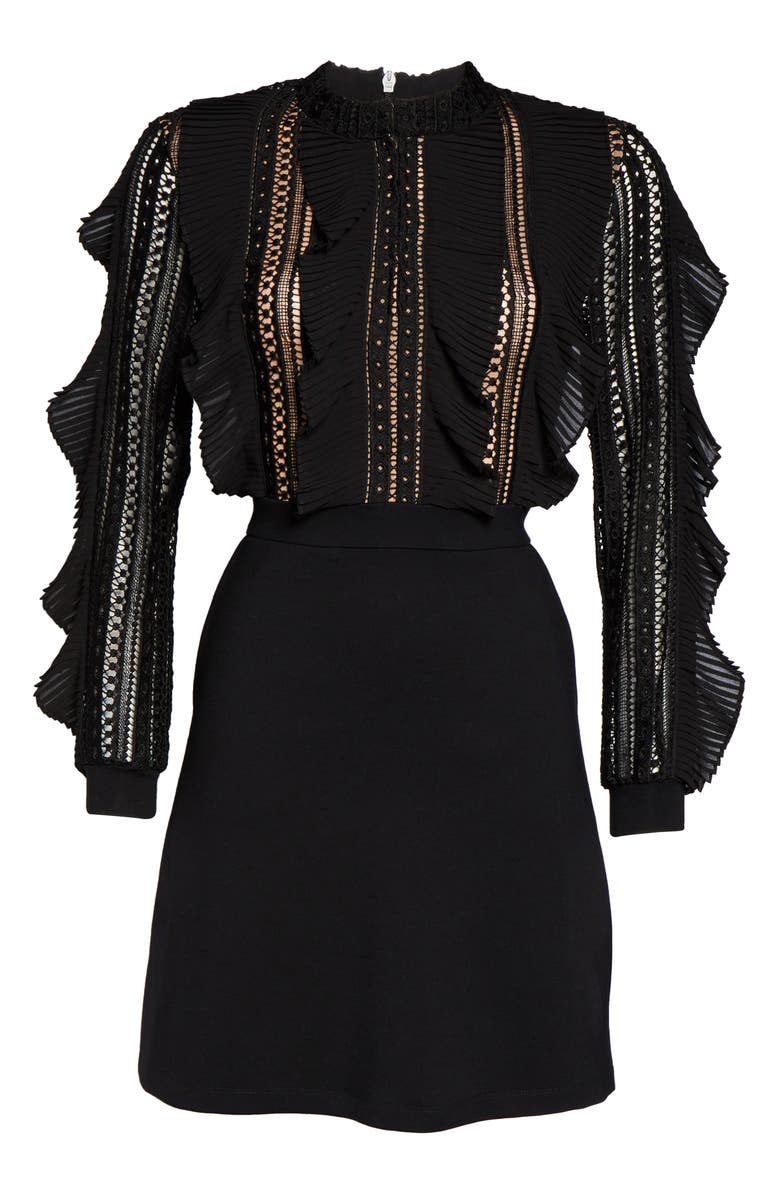 French Connection Patricia Long Sleeve Lace Dress, Alternate, color, 