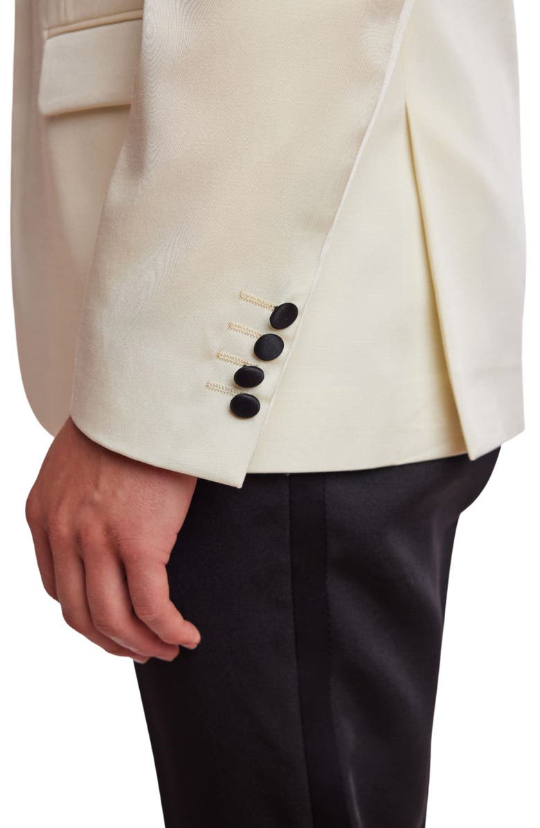 PAISLEY & GRAY Grosvenor Slim Fit Peak Lapel Tuxedo Jacket, Alternate, color, Ivory Black