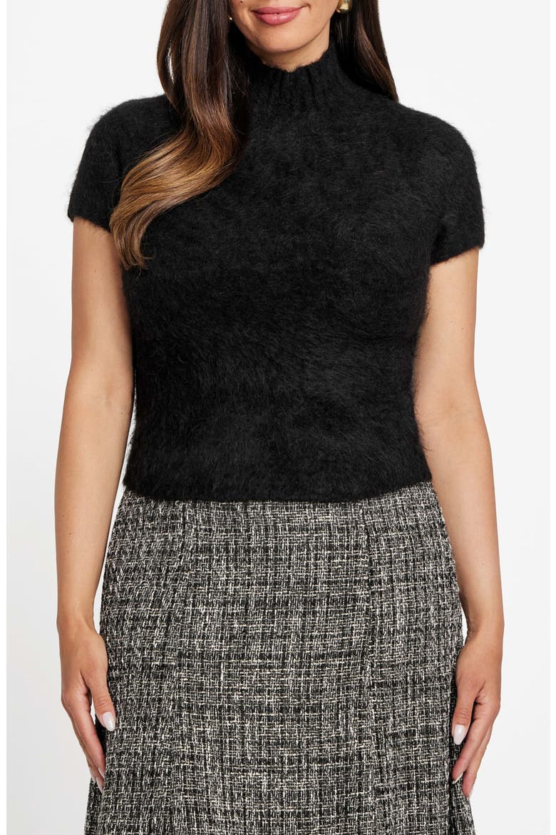 Agnes Alpaca Blend Short Sleeve Sweater, Main, color, JBLACK-BLACK