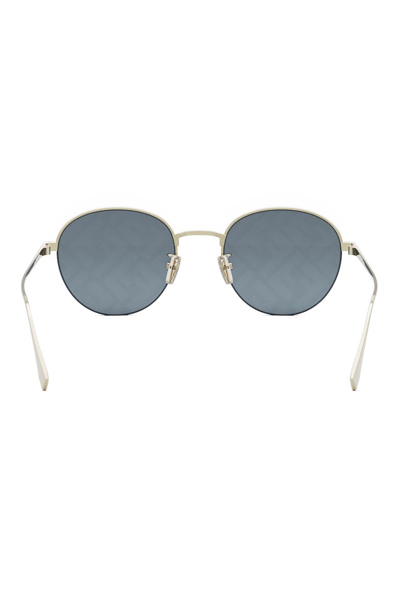 'Fendi Travel 52mm Mirrored Round Sunglasses, Alternate, color, GOLD / BLUE MIRROR