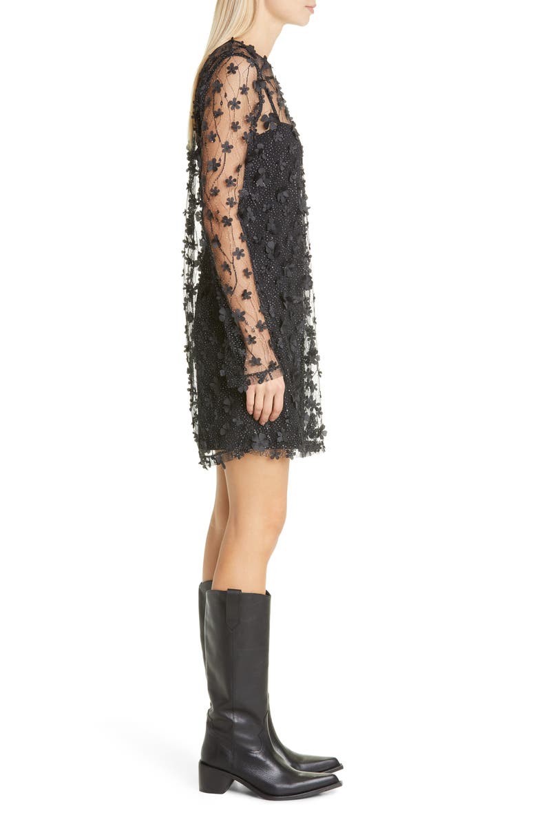 Stine Goya Rocio Metallic Long Sleeve Tulle Dress, Alternate, color, 