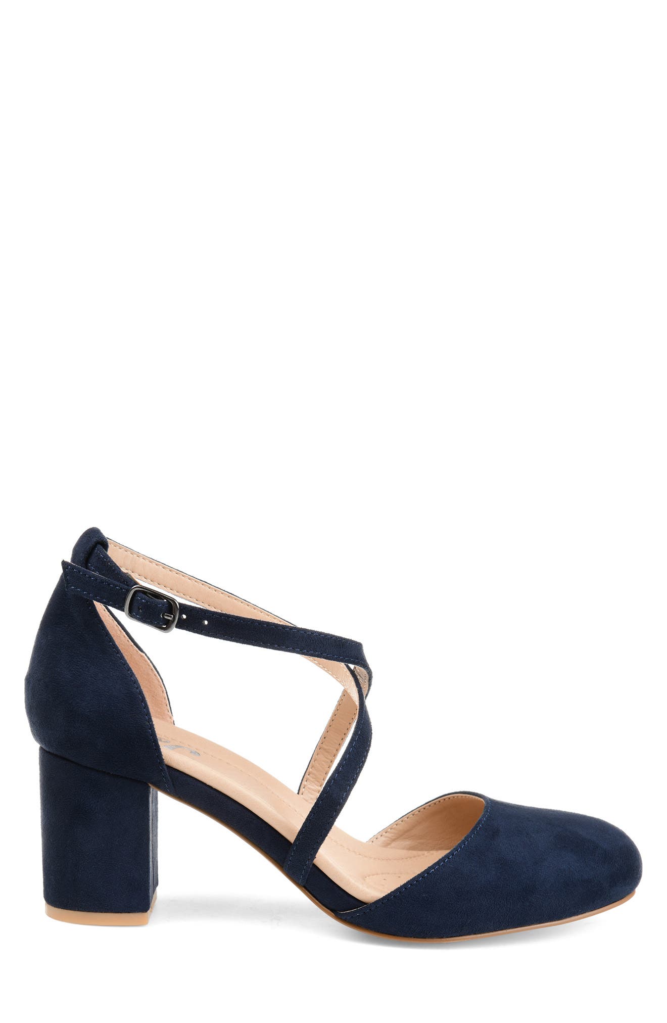 Journee Collection Foster Block Heel Pump - Wide Width, Alternate, color, Navy