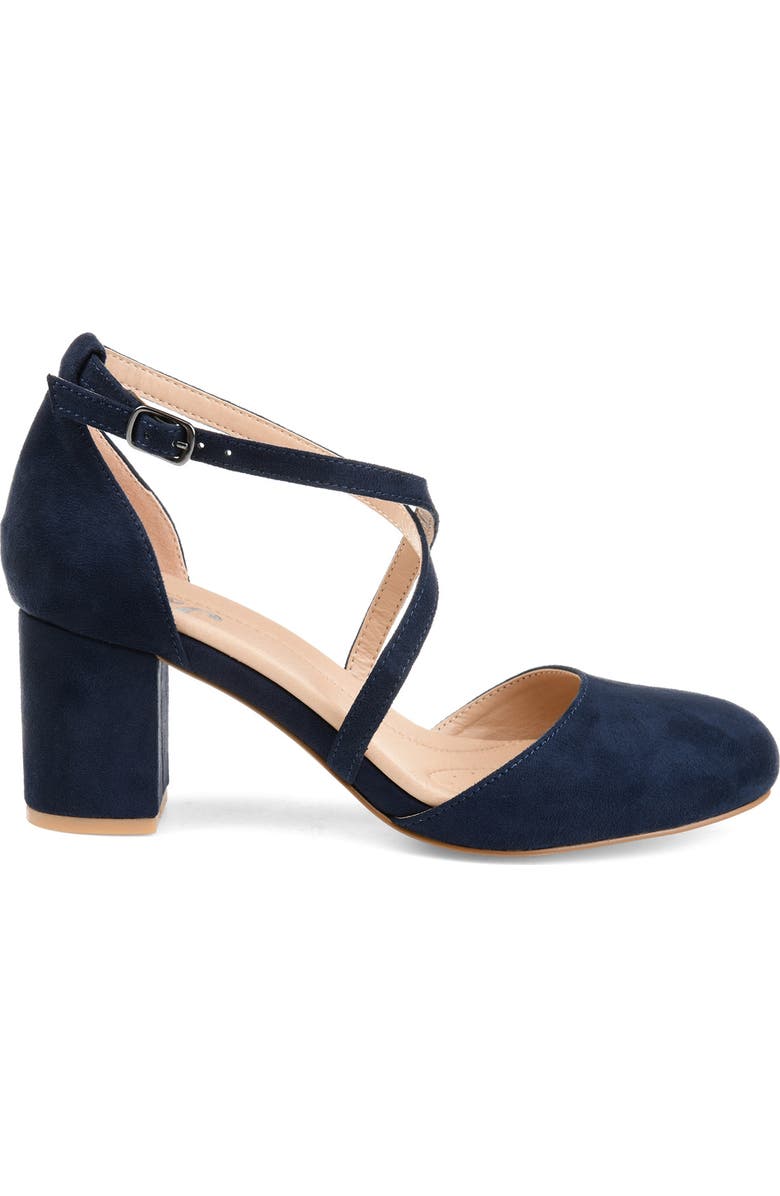Journee Collection Foster Block Heel Pump - Wide Width, Alternate, color, Navy