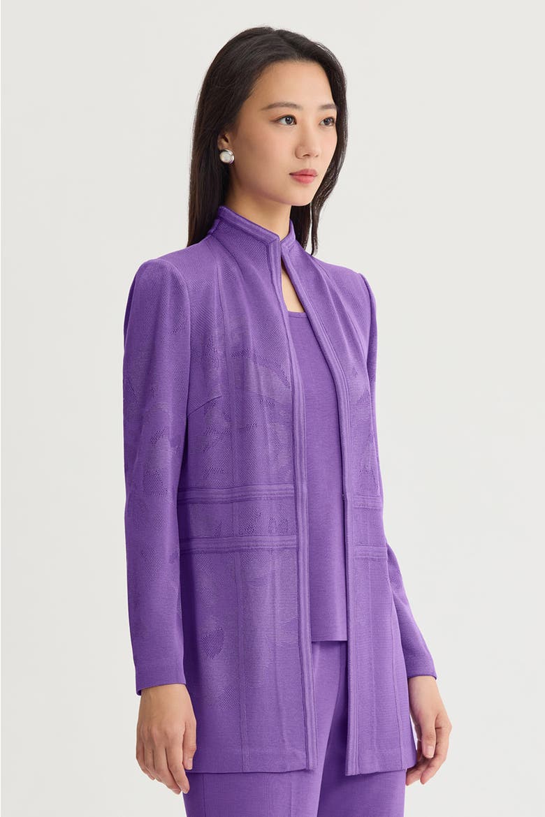 Tonal Abstract Piped Knit Jacket, Alternate, color, Sunset Purple