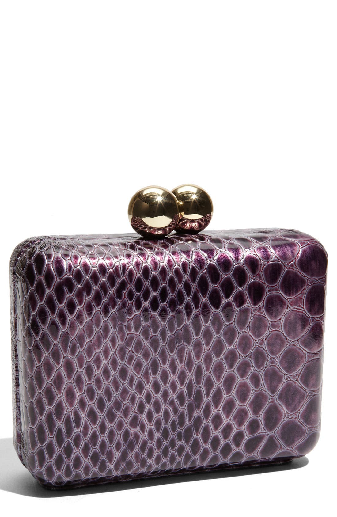 by Steve Madden Faux Leather Box Clutch, Main, color, PURPLE SNAKE