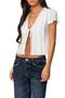 Tie Front Scalloped Cotton Top