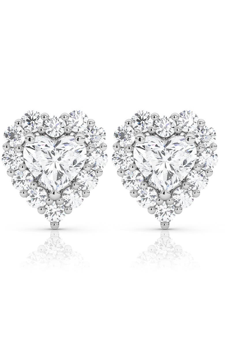 1.30Ct Heart Shape Diamond Halo Studs or Gold Lab Grown, Main, color, 10k White Gold