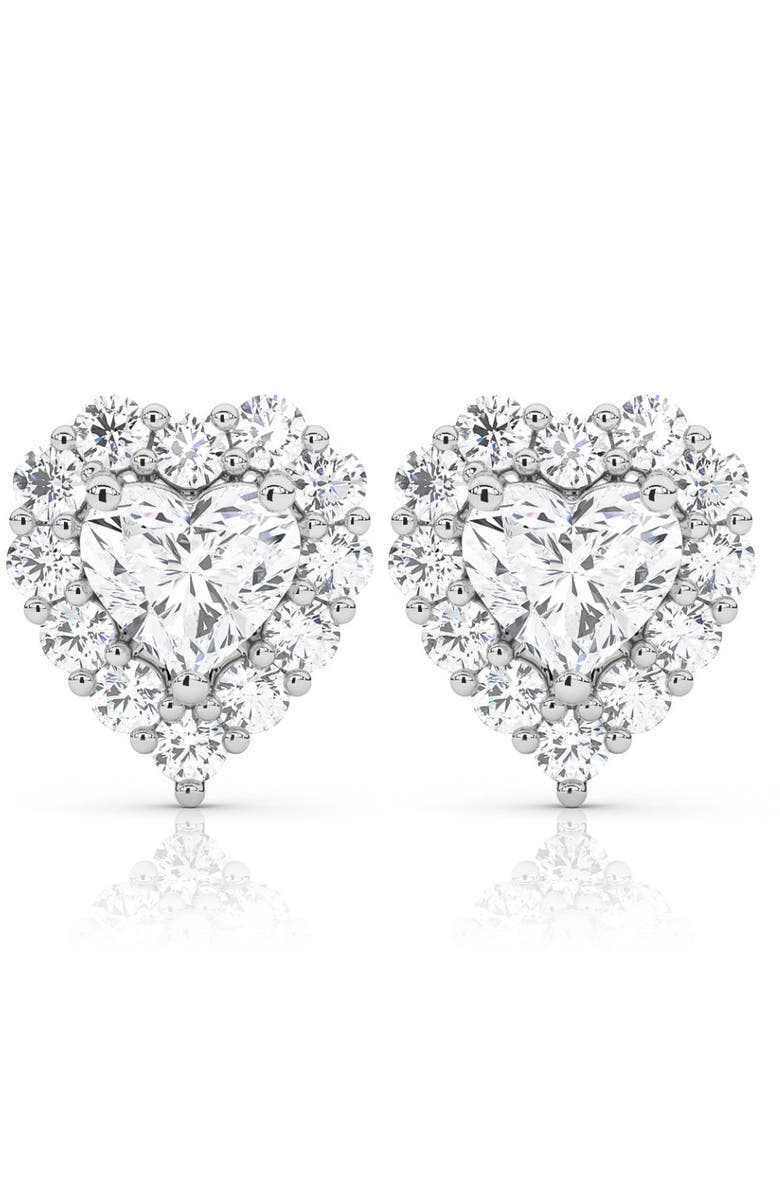 Bliss Diamond 1.30Ct Heart Shape Diamond Halo Studs or Gold Lab Grown, Main, color, 10K White Gold