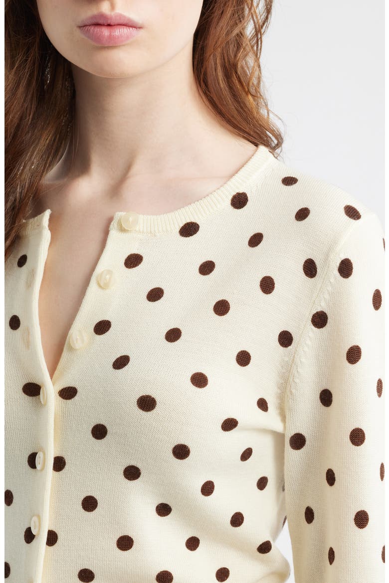 Bernadette Polka Dot Wool Cardigan, Alternate, color, BROWNIE DOT