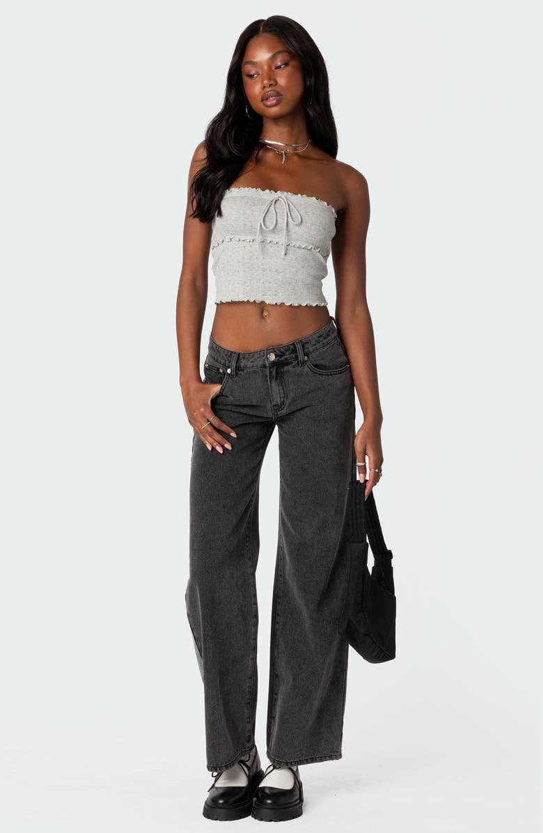 EDIKTED Savannah Pointelle Tube Top, Alternate, color, Gray-Melange