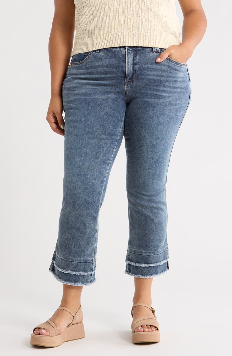 Democracy 'Ab'Solution Fray Hem Kick Flare Jeans, Main, color, Mid Blue Artisanal