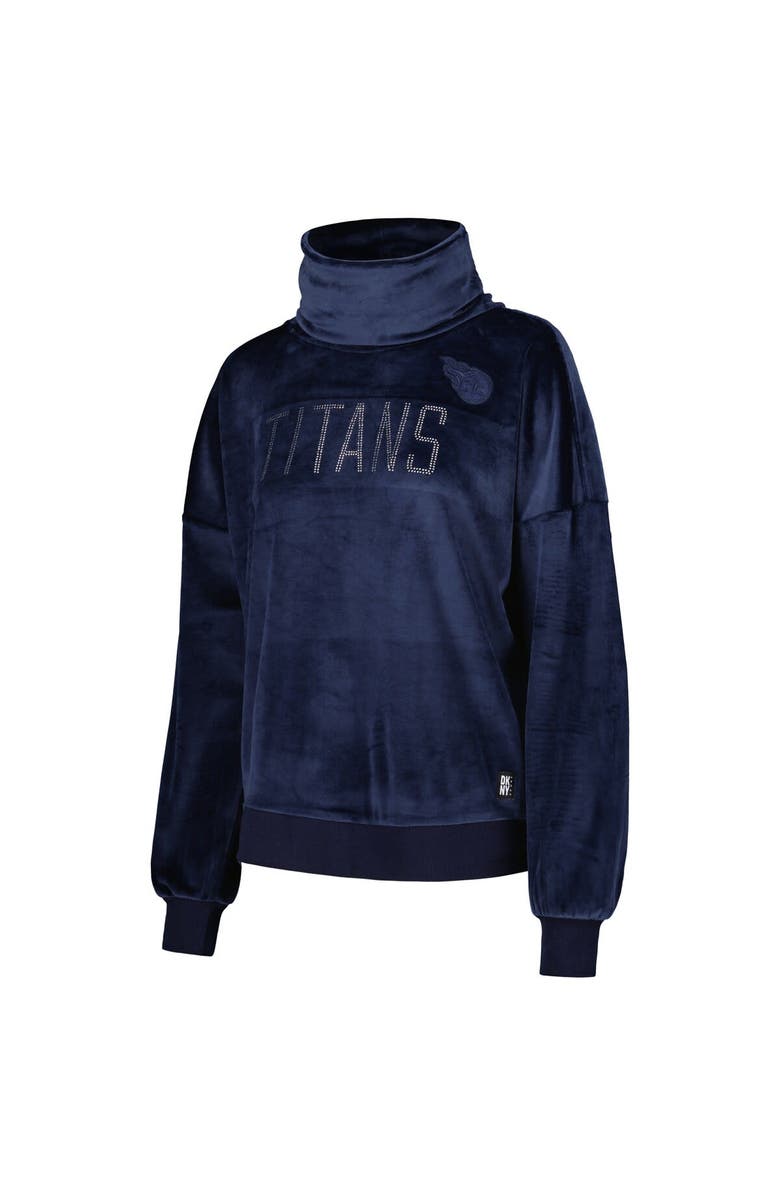 DKNY SPORT Women's DKNY Sport  Navy Tennessee Titans Deliliah Rhinestone Funnel Neck Pullover Sweatshirt, Alternate, color, Navy