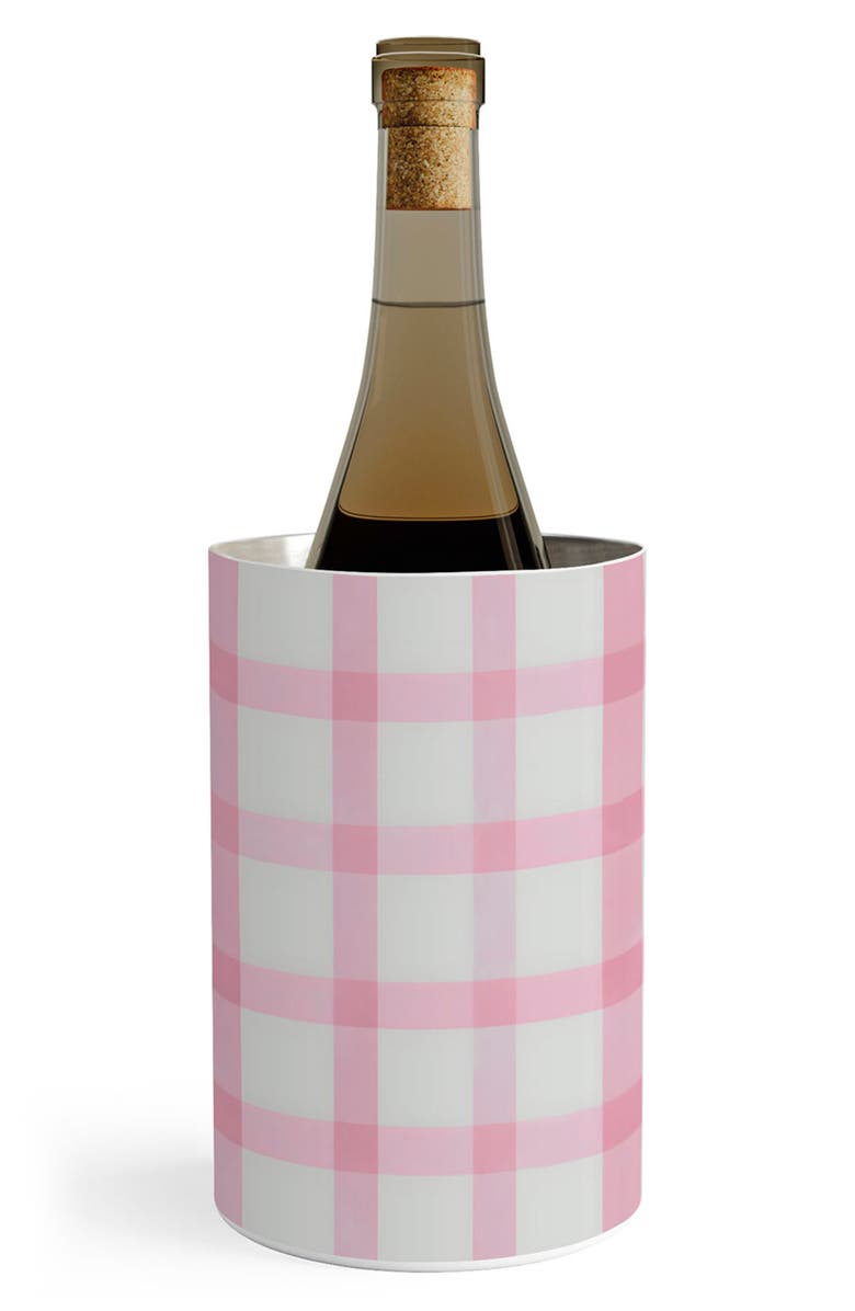 Deny Designs Checkered Watercolor Wine Chiller, Main, color, Pink