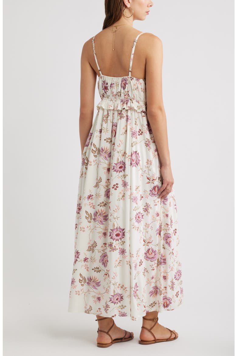 Floral Peplum Maxi Dress, Alternate, color, IVORY- PINK COTTAGE FLORAL
