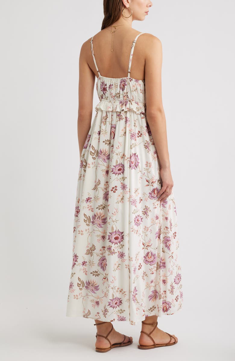 Treasure & Bond Floral Peplum Maxi Dress, Alternate, color, Ivory- Pink Cottage Floral