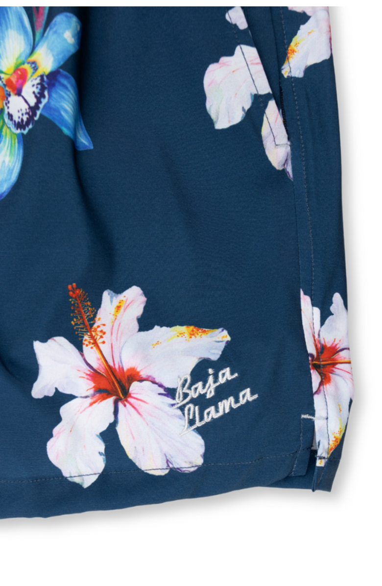 Baja Llama Flower Powers - Stretch Swimsuit, Alternate, color, Navy