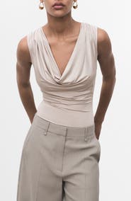 MANGO Cowl Neck Bodysuit