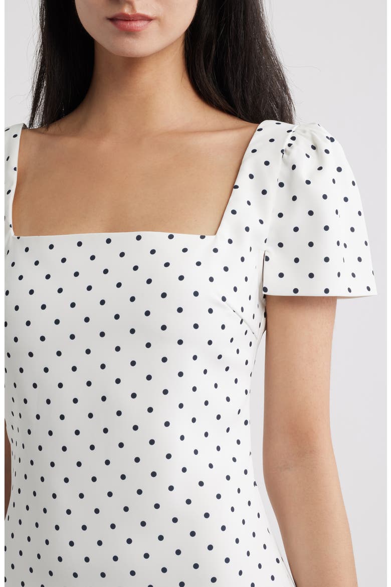 Polka Dot Square Neck Midi Slip Dress, Alternate, color, WHITE POLKA DOT