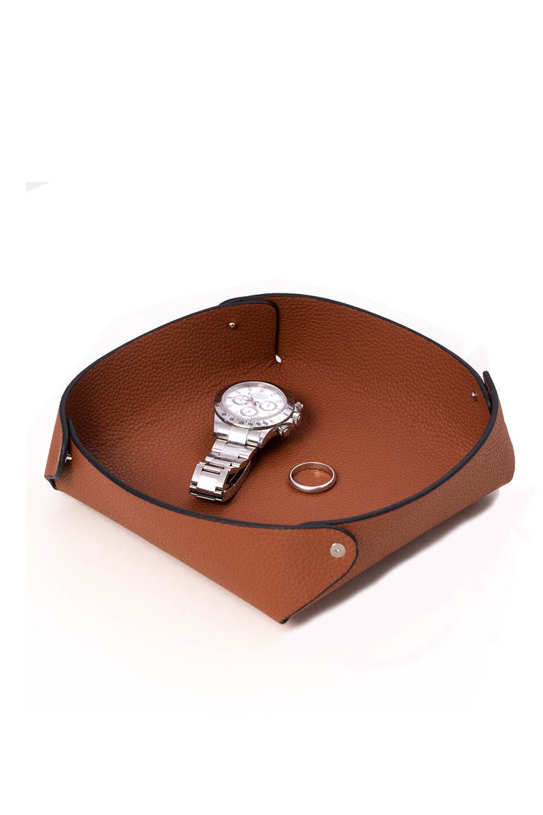 Catchall Leather Valet Tray, Alternate, color, SADDLE