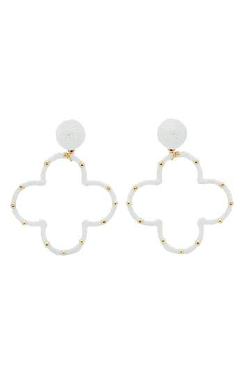 Panacea White Open Clover Drop Earrings In White