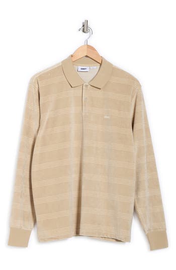Obey Demand Stripe Polo In Abbey Stone Multi