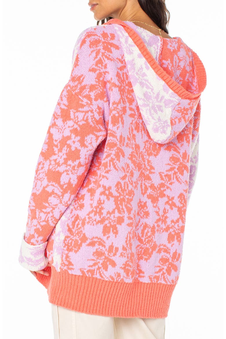 Laurel Oversize Hoodie Cardigan, Alternate, color, SUGAR CORAL SOLID