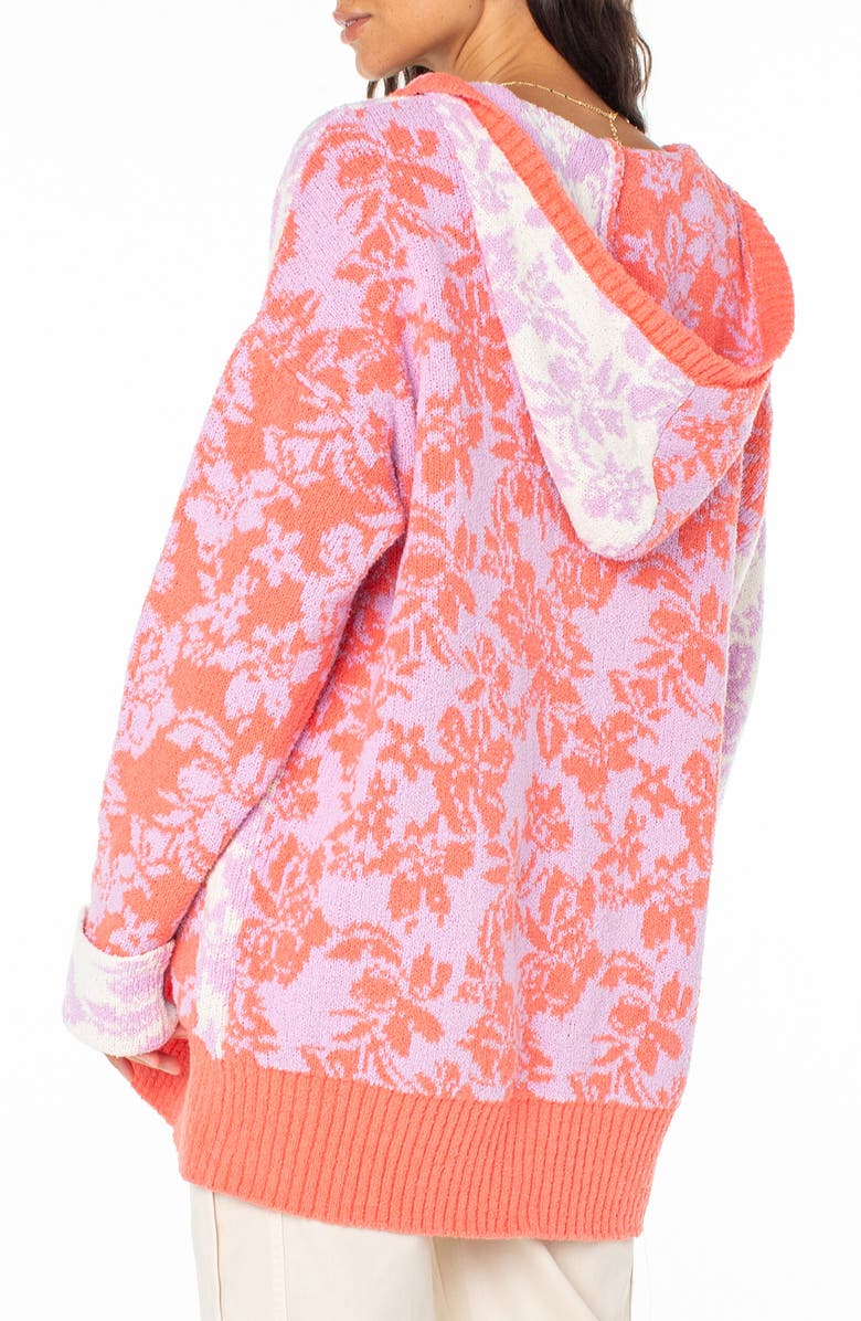 Roxy Laurel Oversize Hoodie Cardigan, Alternate, color, Sugar Coral Solid