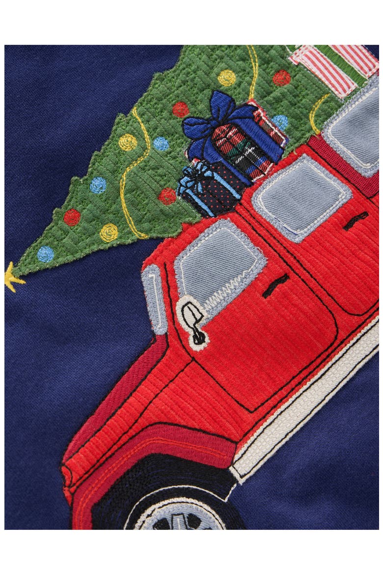 Kids' Festive Applique Sweatshirt, Alternate, color, COLLEGE NAVY, CHRISTMAS CAR